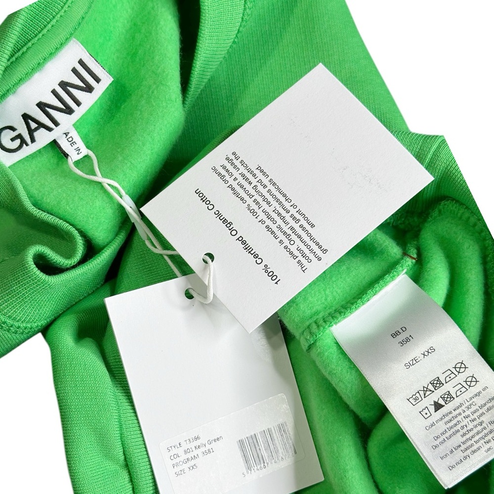 SOLD GANNI Isoli Butterfly Sweatshirt, Kelly Green, XXS - Picture 13 of 13